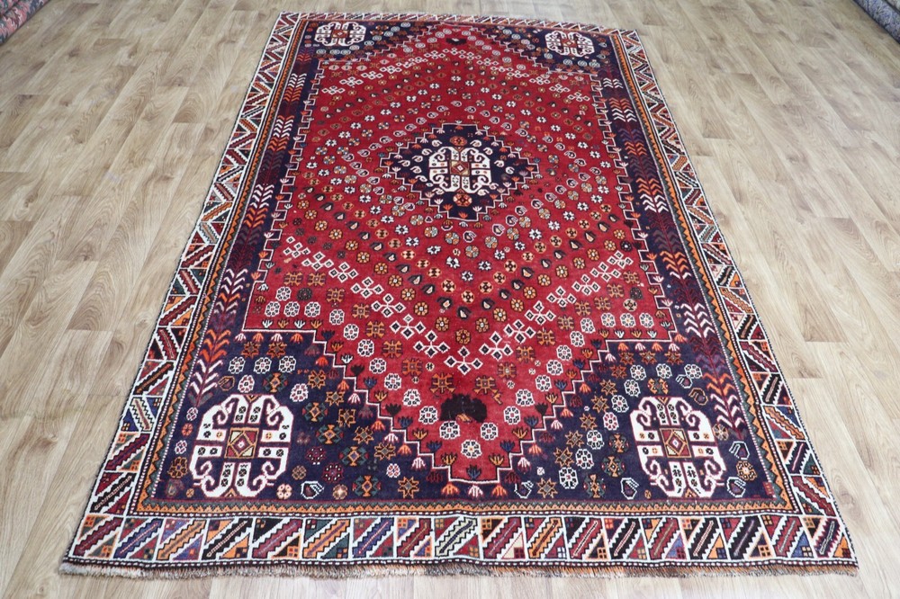 VINTAGE HANDMADE QASHQAI RUG TRIBAL RUG NOMAD RUG 260 x 157 CM