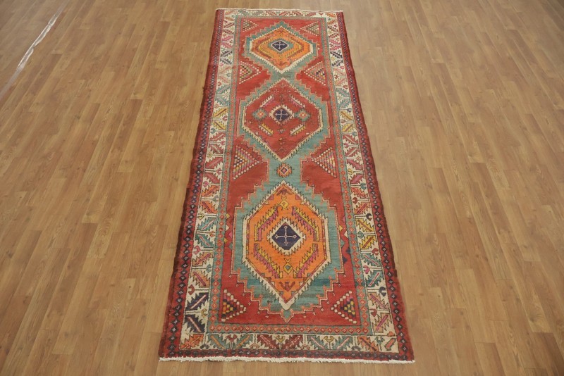 Vintage 9 ft Runner Rug 3x9 Geometric Wool Hand-made Traditional Tribal Carpet gallery