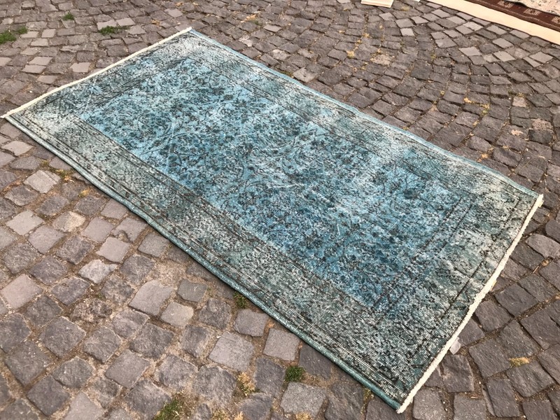 Bohemian Area Rug Handmade Wool Rug Turkish Vintage Traditional Rug 3,8 x 6,9 ft gallery