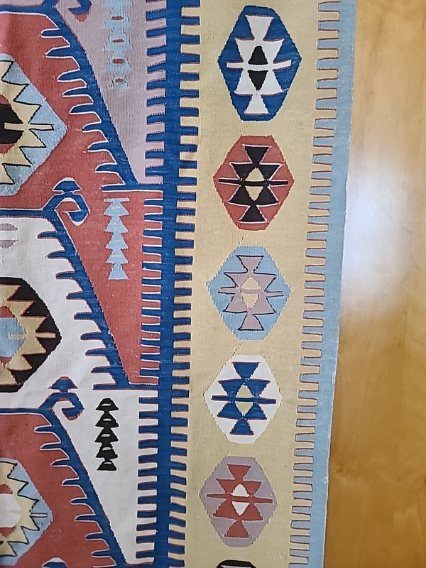 Vintage Wool Kilim Hand Woven Carpet Rug 6ft x 43in gallery