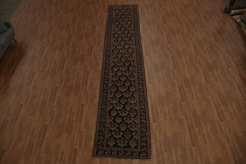 Antique Black Long Runner Rug 3x18 Handmade Wool Vegetable Dye Traditional Style gallery