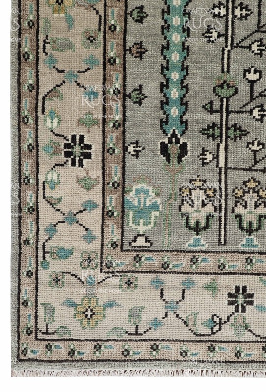 Symmetry Bloom Olive Area Rug-Light Gray Background with Animal Motifs 8x10 ft gallery