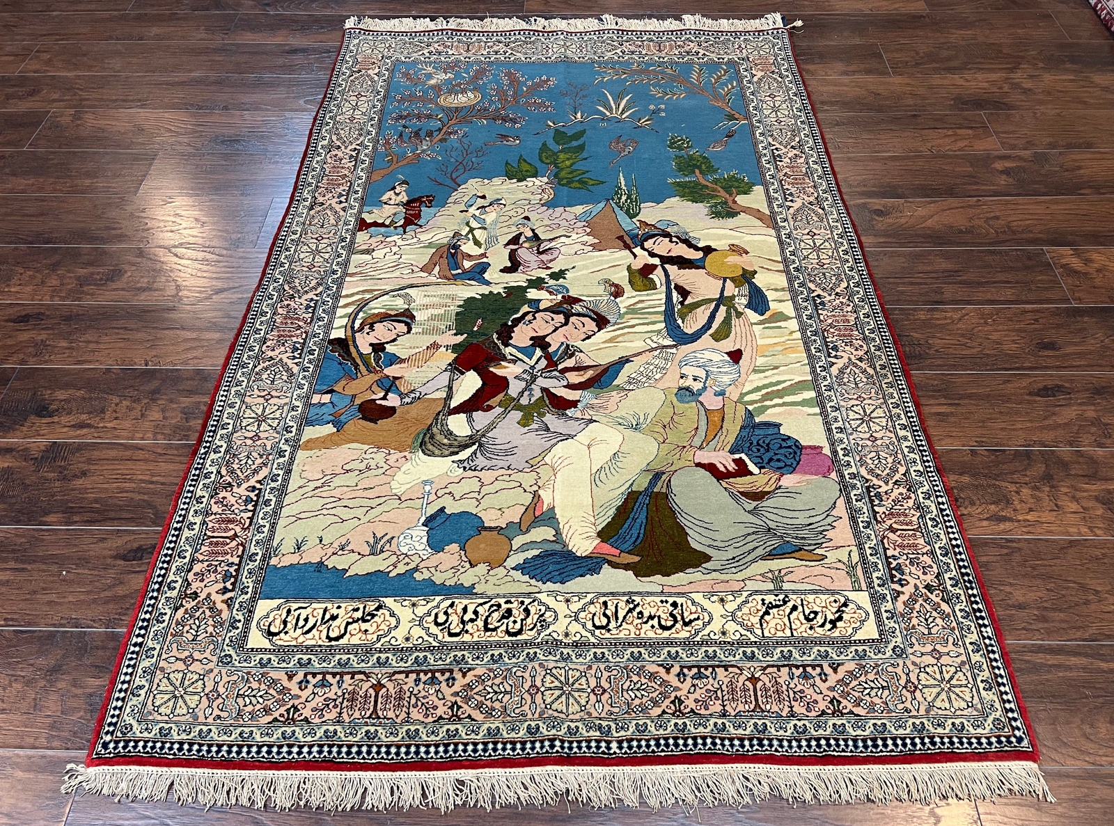 Very Fine Authentic Pictorial Rug 5x7 Handmade Vintage Wall Hanging Wool Carpet gallery