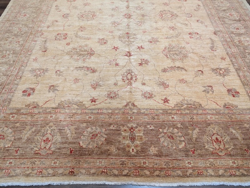 Pakistani Peshawar Rug 8x10 Chobi Mahal Carpet Neutral Colors Wool Handmade gallery