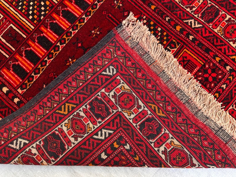 Vintage Afghan Turkmen Kizil Ayak Prayer Rug Mosque Hand Knotted Wool 2.7x4.6 gallery