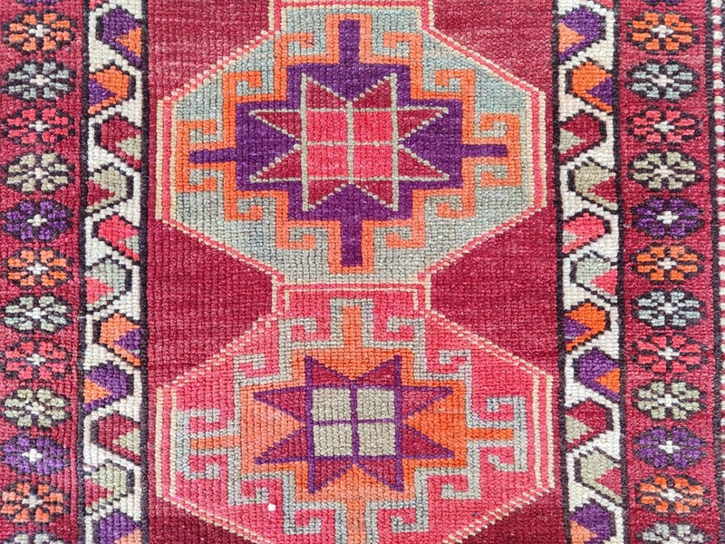 Rare Antique rug 3x10, Turkish runner 3x10 vintage, Heriz rug, Herki rug red gallery