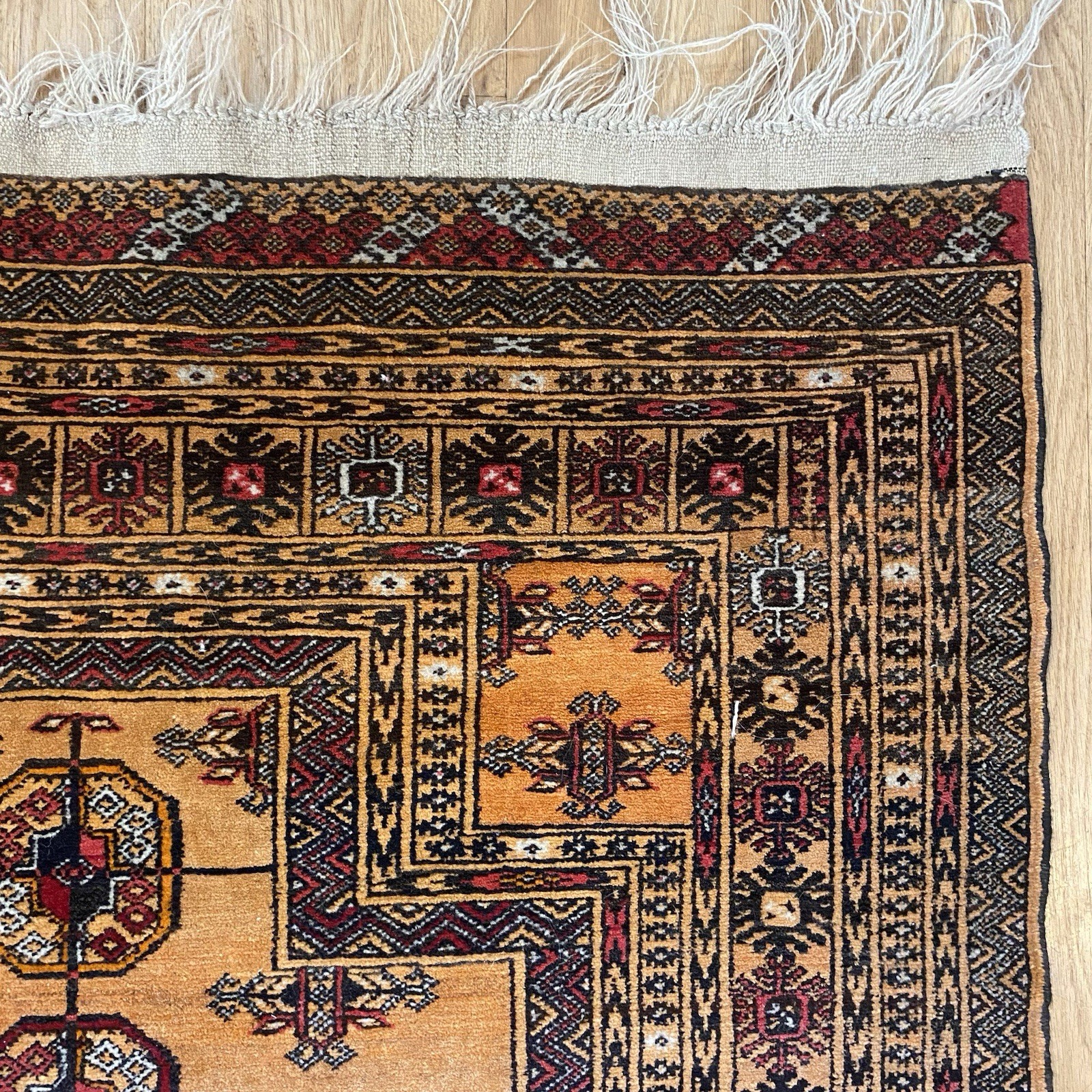 Vintage Rug 3' x 4' 7 Hand Knotted Turkoman Gold Prayer Oriental Rug gallery