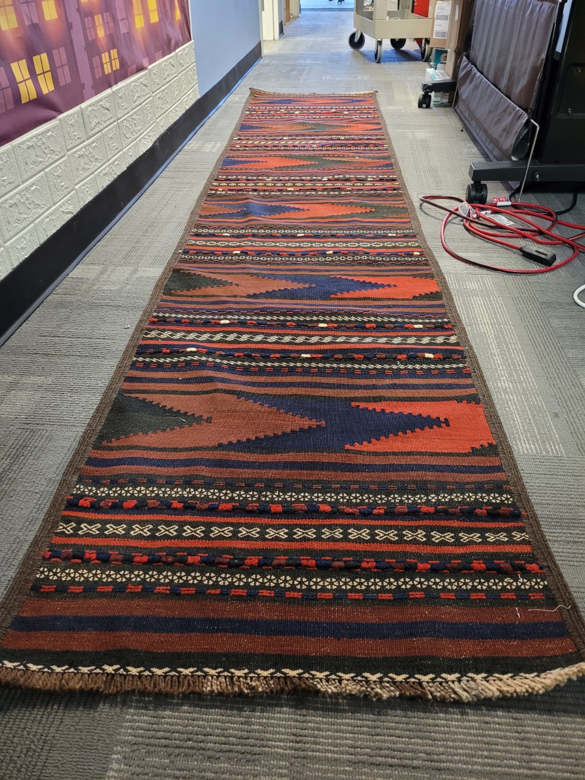 Hand Woven Vintage Afghan Maldari Kilim Runner Rug Tribal Runner Rug 120"x26" gallery
