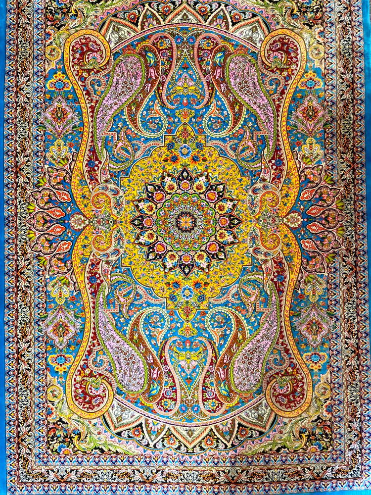 Silk Rug 3 x 5 Feet High Quality Floral Medallion Design Soft 91 x 152 cm