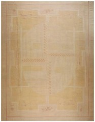 Antique French Art Deco Aubusson Rug 12’10″×16’8″ Ivory Geometric Abstract