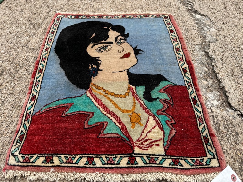 SMALL ANTIQUE ORIENTAL RUG HAND-KNOTTED VINTAGE handmade fine art portrait 2x2 gallery