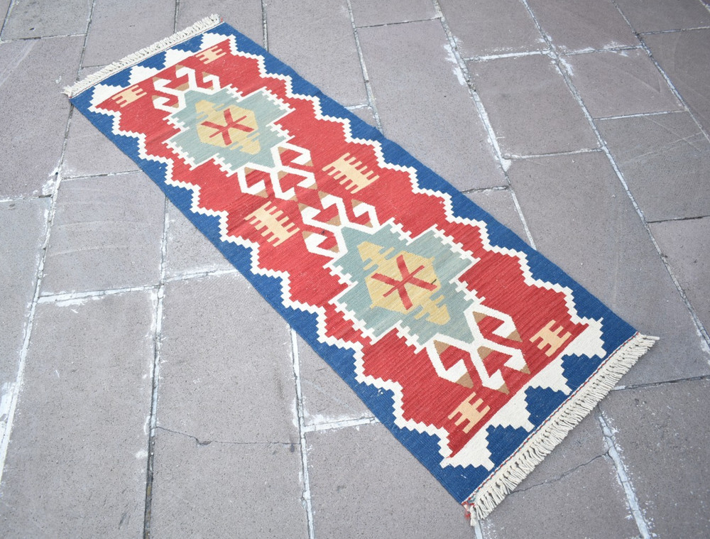 Turkish Rug 23'' x 68'' Vintage Anatolian Oushak Mini Hallway Rug Rare Size Rug
