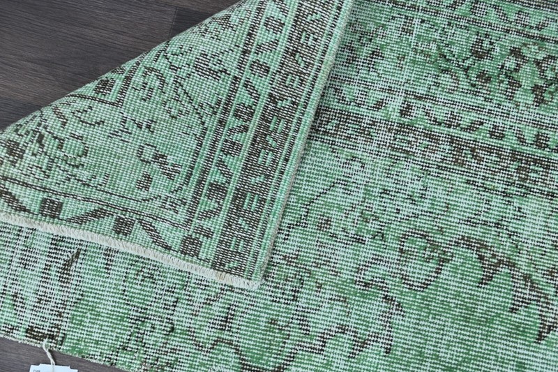 Vintage Turkish Runner Rug 2x9ft Wool Anatolian Handmade Hallway Oushak GREEN gallery