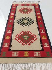 Fine Vintage Traditional Hand Made Oriental Wool Red Kilim Rug 159x79cm