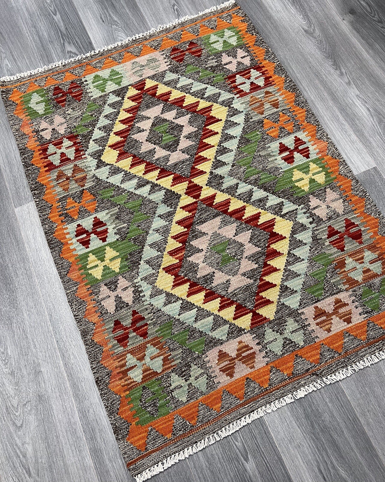 Vintage Kilim Traditional Hand Made Oriental Wool Kilim 4ftx3ft 119cmx86cm gallery