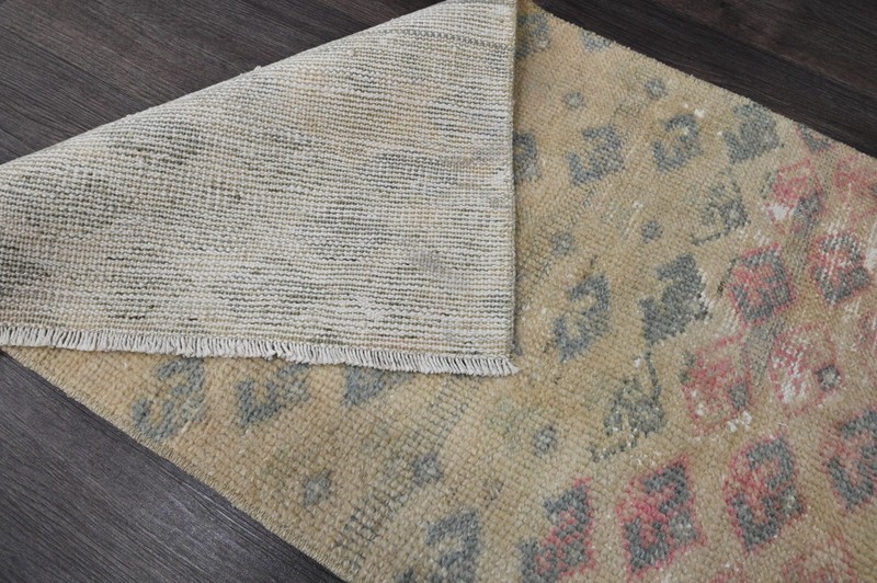 Oushak Turkish Doormat Rug 2x2 BEIGE Anatolian Handmade Vintage Small Kilim Rug gallery