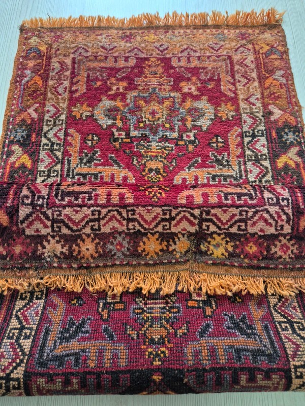 Vintage Tribal Anatolian Turkish Rug 18" x 37" - 100 Years Old Sivas Antique Rug gallery