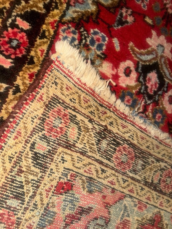 Vintage Handmade Hand-Knotted Wool Runner Rug Red Floral 2’3½” × 8’4” gallery