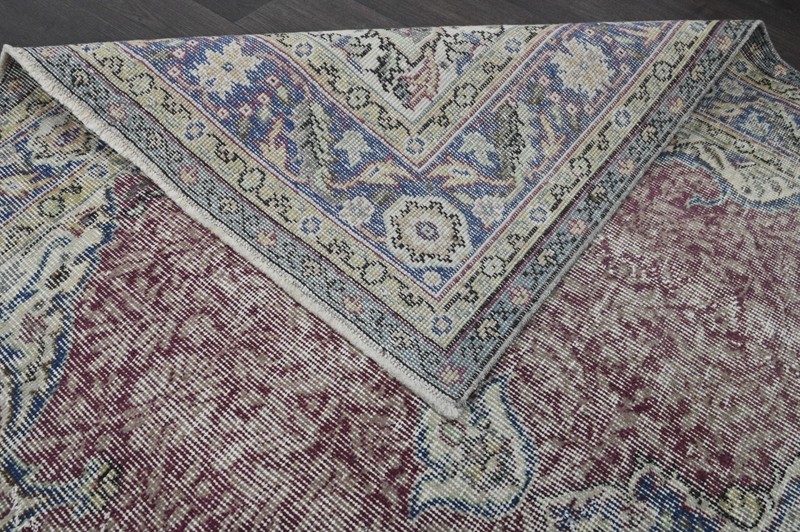 Oushak Turkish Vintage Rug 5x9 Kilim Rug Anatolian Handmade Boho Decor BURGUNDY gallery