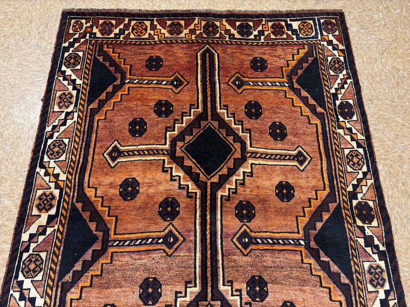 Vintage Qashqai Oriental Hand Knotted Wool Tribal Rust Area Rug 5x10 Geometric gallery