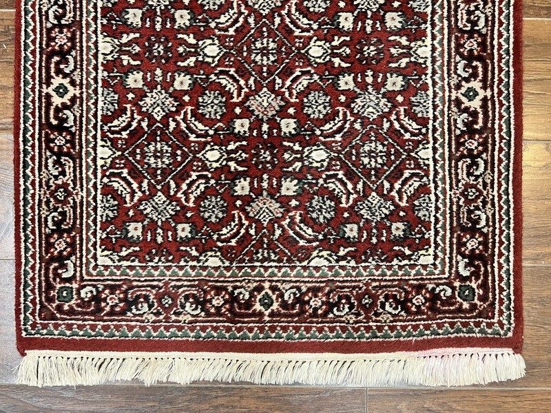 Oriental Runner Rug 2.7 x 8 Wool Handmade Vintage Hallway Carpet Red Black Mahi gallery