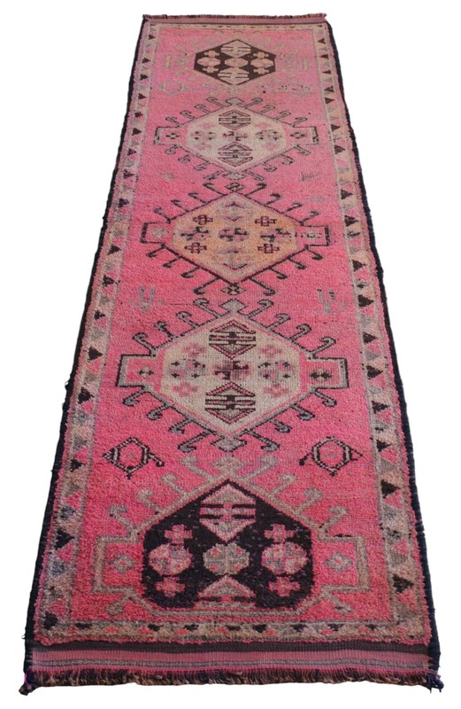 3x12 ft Runner Turkish Oushak Rug HandMade PINK Hallway Rug actual 3.3x12 ft gallery