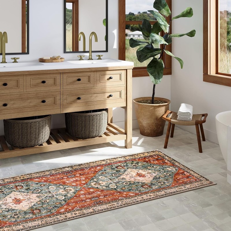 Boho Washable Runner Rug 2x6ft - Non Slip Hallway Carpet gallery