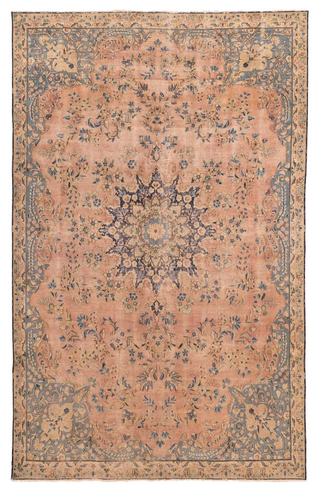 Vintage 7'6" x 11'9" Traditional Hand Knotted Vegetable Dye Wool Area Rug