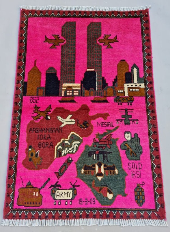 A Beautifully Handmade Afghan war Rug Rare Design Great Quality 123X 80 Cm gallery