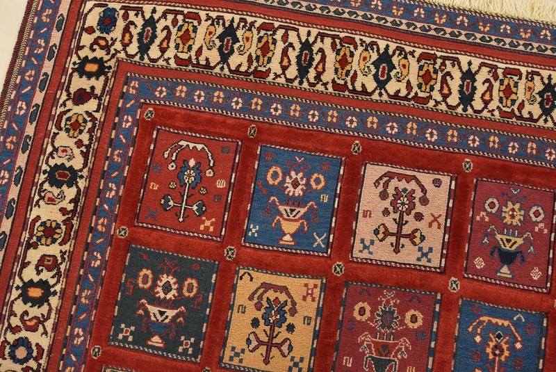 Gabbeh Rug 5′ x 6’4” Red Wool Vintage Tribal Hand-Knotted Oriental Carpet gallery