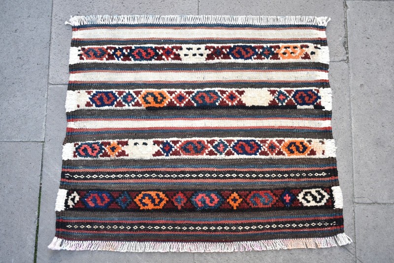 Antique Tribal Bag Face Rug 20'' x 17'' Rare Colletor's Item Wall Hangings Rug gallery
