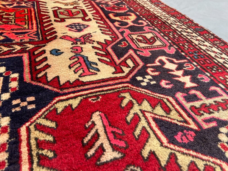 4.3x10.1 ft Vintage Afghan Hand Knotted Persian Style Wide Runner Rug, Entry Rug gallery