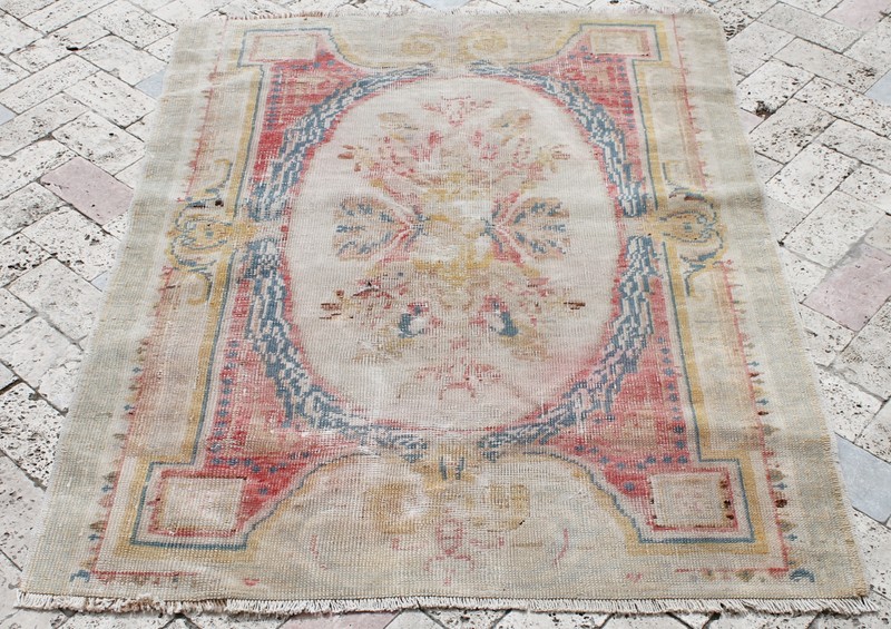 Turkish Rug 42''x55'' Vintage Old Anatolian Fragment Gordes Carpet 109x142cm gallery