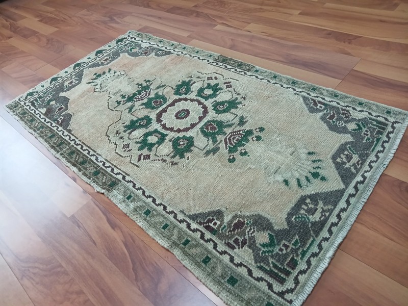 Rare Pattern Green Carpet, Handmade Beige Luxury Decorative Rug Free Ship Rug gallery
