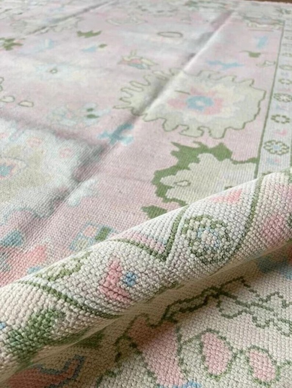Muted Pink Oushak Rugs 8x10 9x12 10x14 12x15 Luxury Hand Knotted Wool Area Rugs gallery