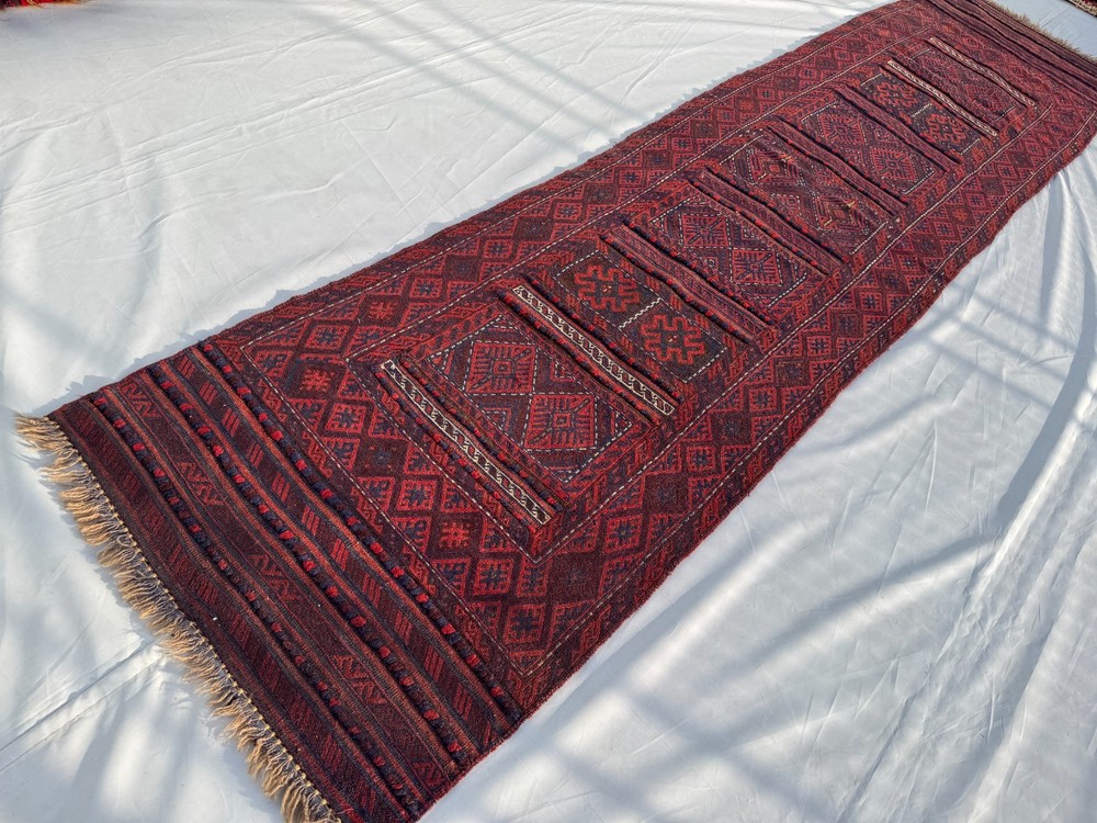 2x10 Antique Maldari Handwoven Runner Rug Traditional Vintage Tribal Wool Carpet