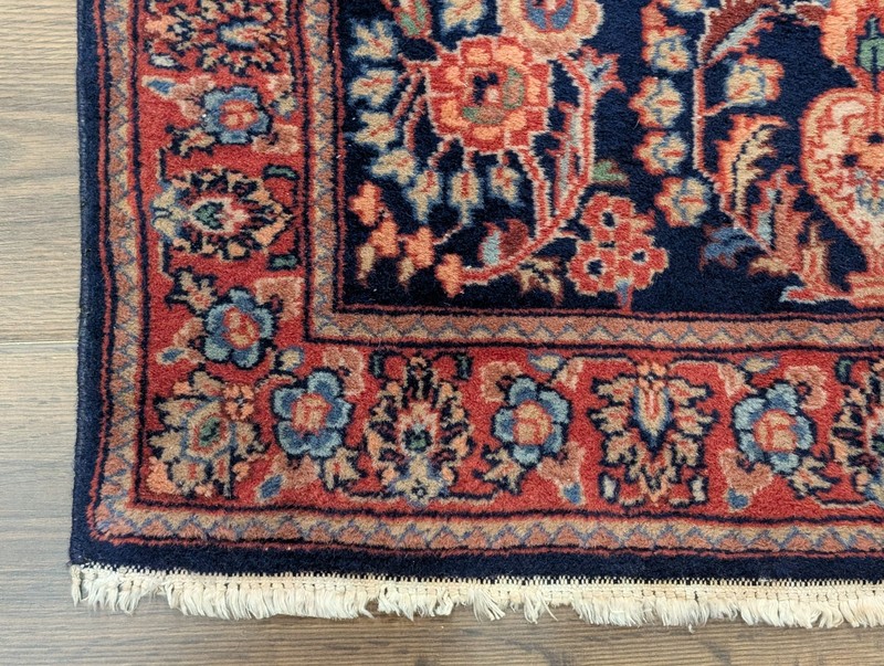Indo Per'sian Sarouk Mohajaran Runner 3 x 9.4, Navy Blue, Floral gallery