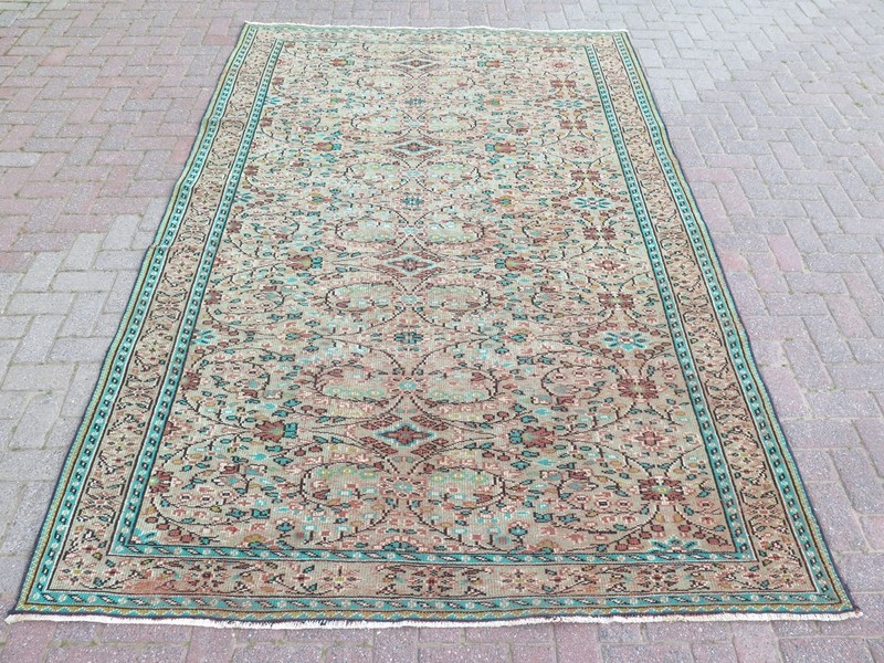 Turkish Rug, Modern Rug, Area Rugs, Vintage Rug, Distressed Wool Carpet 77"x117" gallery