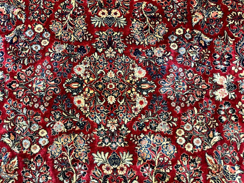 Square Per'sian Sarouk Rug 10x10 Red Floral Antique gallery