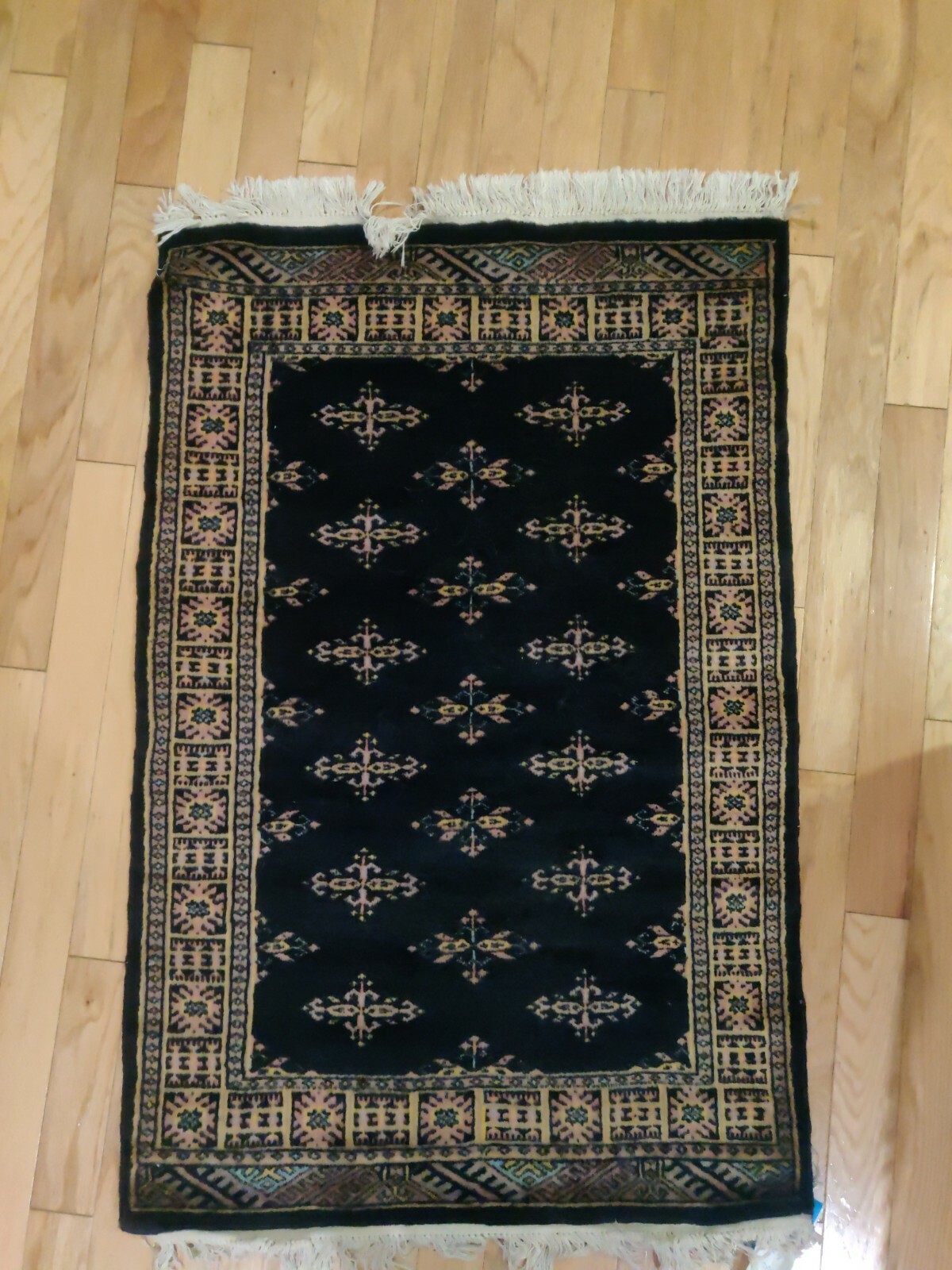 Pakistan Bokhara Rug Excellent condition Mori Weave Navy and Tan Colors gallery