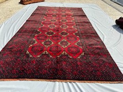 6×10 Afghan Hand Knotted Baluchi Geometric Rug Vintage Red Turkmen Tribal Carpet