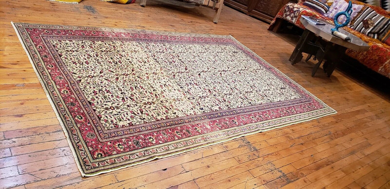Fine Antique 1930-1940s Wool Pile Natural Dye Kayseri Bunyan Area Rug 4'10"×7'3" gallery