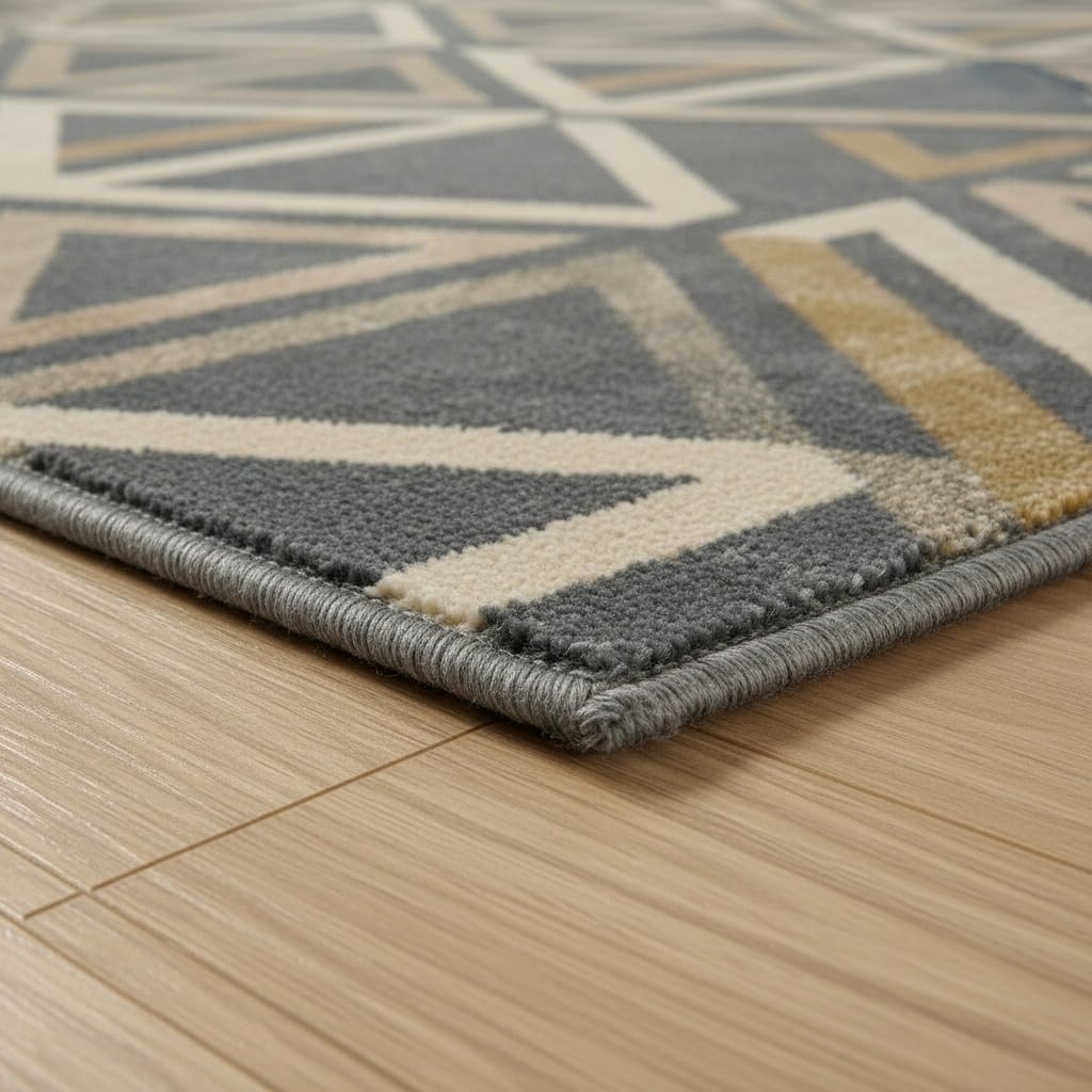 Hand-Tufted Wool Area Rug Geometric Pattern Modern Indoor Carpet for Home Décor gallery