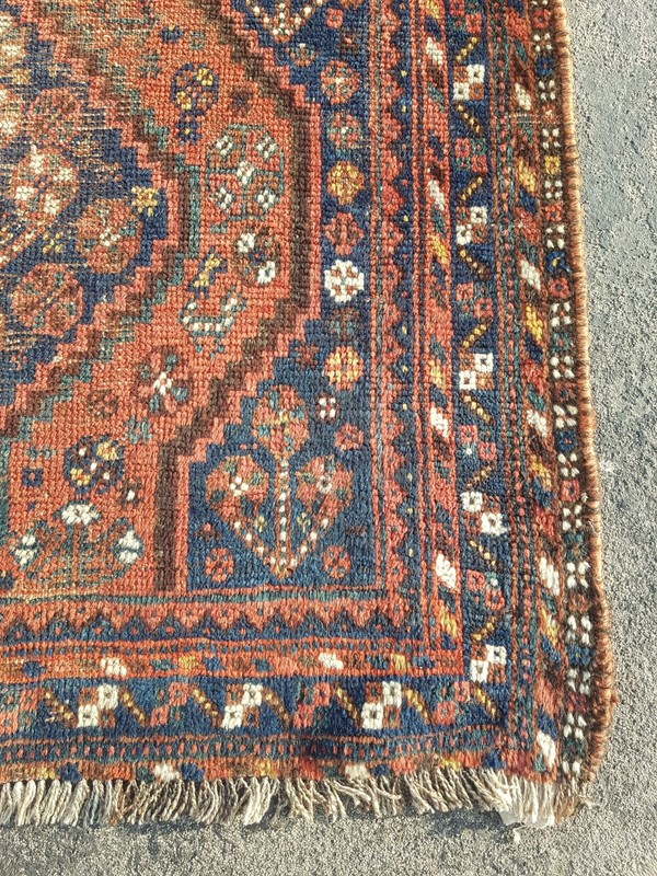 Vintage Hand Made Traditional Rug Oriental Wool Multicolor Carpet 100x92 cm gallery