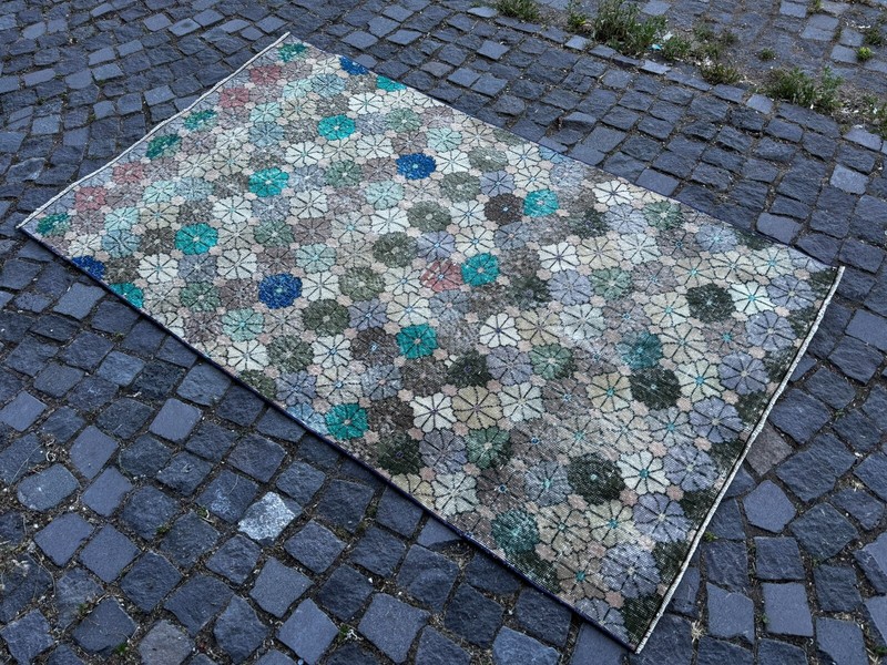 Handmade Wool Rug, Bohemian Area Rug, Turkish Vintage Rug, Home Rug 3,9 x 6,7 ft gallery
