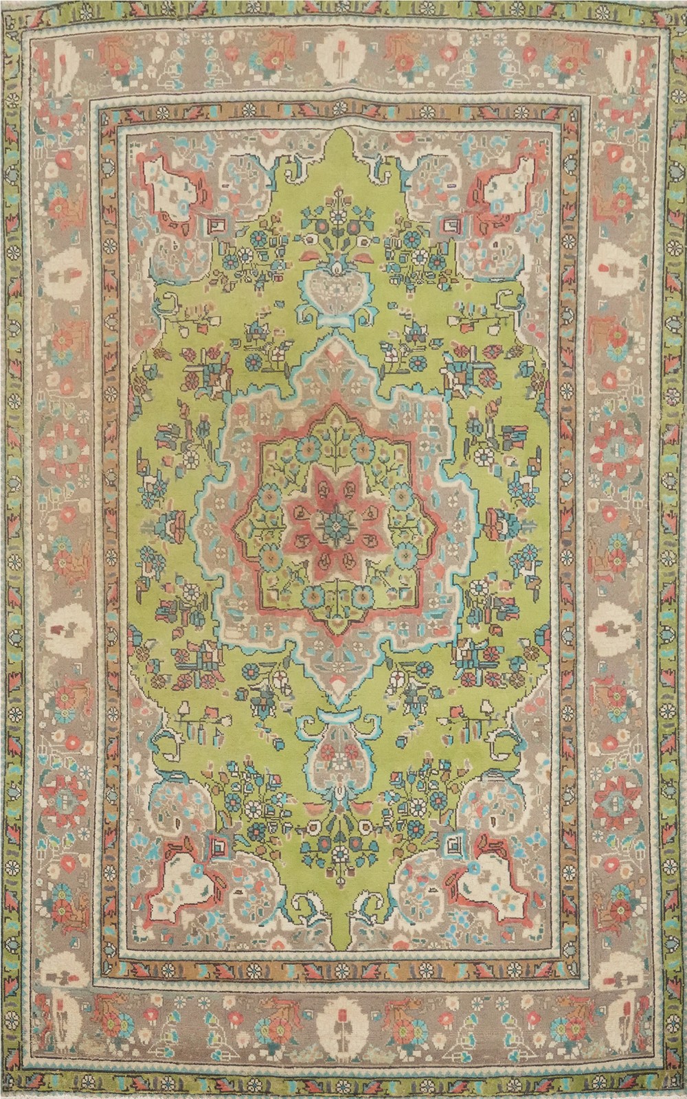 Light Green Wool Traditional Area Rug 6x10 ft Hand-knotted for Living Room gallery