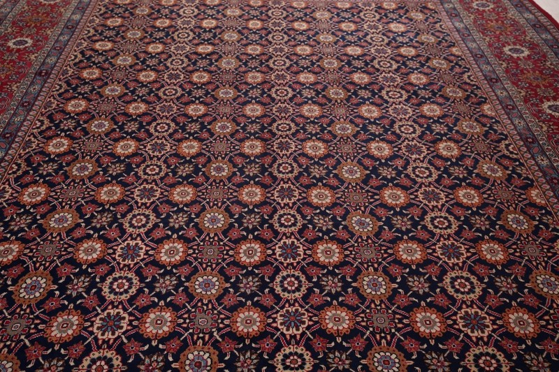 Excellent Navy Blue/ Red Tebriz Dining Room Rug 10x13 Handmade Traditional Rug gallery