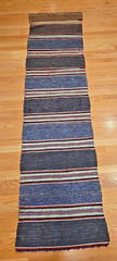 Vintage Hand Made Rag Rug (2′ x 8′) Woven Long Runner Dark Multi-Color Sweden