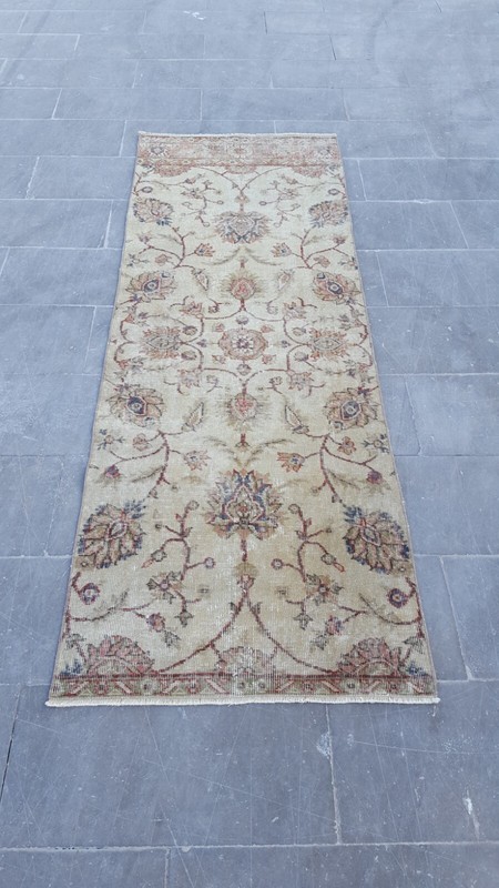 Antique Anatolian Runner Rug Wool Tribal Deformed Handmade Hallway Rug gallery