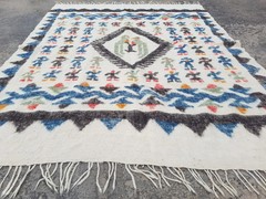 Vintage Traditional Handmade Guatemalan Wool Multicolor Kilim 150x192cm
